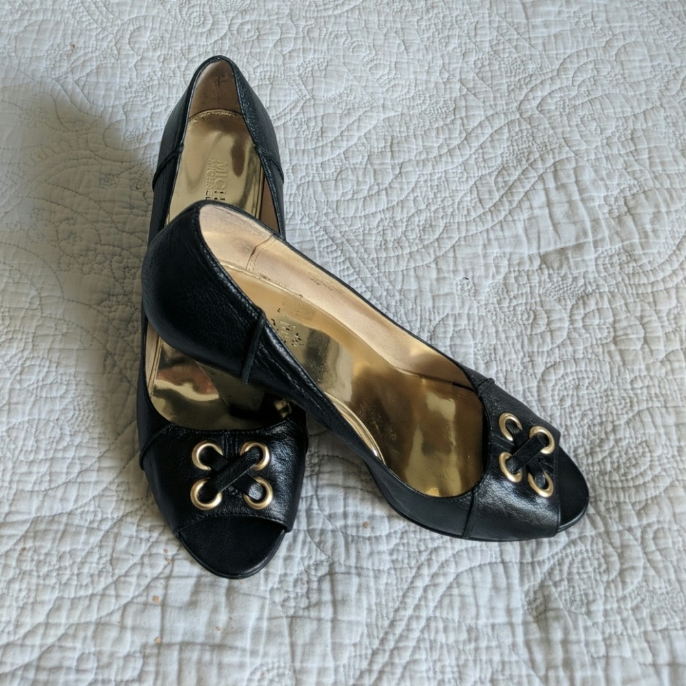 Michael Kors Black Peep Toe Pumps